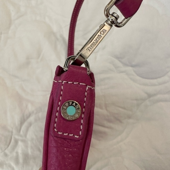 Tiffany & Co leather pochette wristlet mini bag pink raspberry - Picture 4 of 7